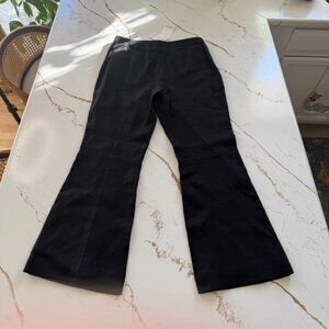 Designer Gianfranco Ferré black 100% linen cropped flare trousers